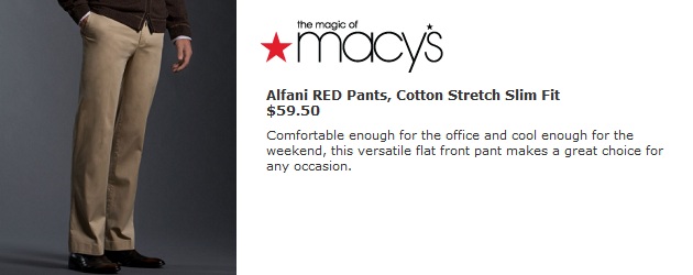 Alfani RED Cotton Stretch Slim Fit Pants Alfani RED Cotton Stretch Slim Fit Pants