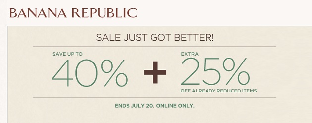 Banana Republic Extra 25% off Sale Items Banana Republic Extra 25% off Sale Items