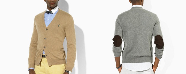 The Splurge – Ralph Lauren Suede Patch Merino Cardigan The Splurge – Ralph Lauren Suede Patch Merino Cardigan