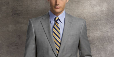 Hilfiger's best cut of suit, in the year round perfect medium gray.
