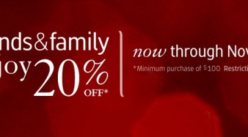 Endless Friends and Family – 20% off $100 and up