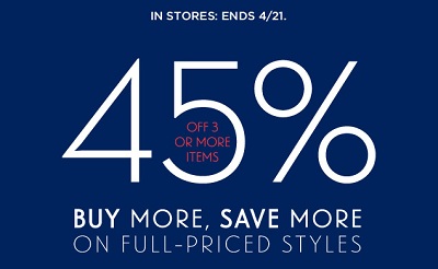 You'll need the email.  45% off is for 3, full priced items, in store.