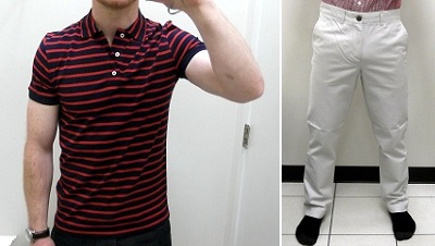 Polo and pants.  Haven't seen the shorts in person yet.