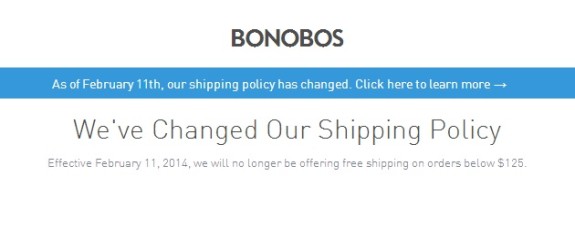 Bonobos Shipping Box Offered Without Comment: Bonobos Now Charging for Shipping