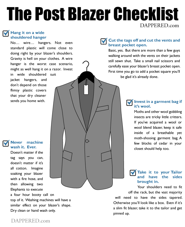 Post Blazer Purchase Checklist by Dappered.com