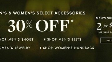 Brooks Brothers 30% off Select Shoes & Accessories Sale