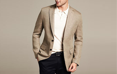 BR Tailored-Fit Khaki Linen Blazer on Dappered.com