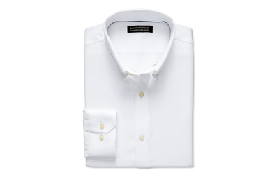 Tailored Slim-Fit Non-Iron Pique Button-Down in White on Dappered.com