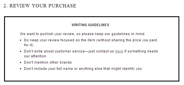 jcrew review policy