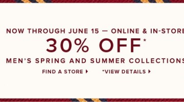Brooks Brothers 30% off Spring & Summer