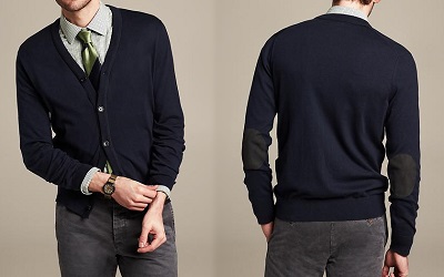 BR Elbow Patch Cardigan on Dappered.com