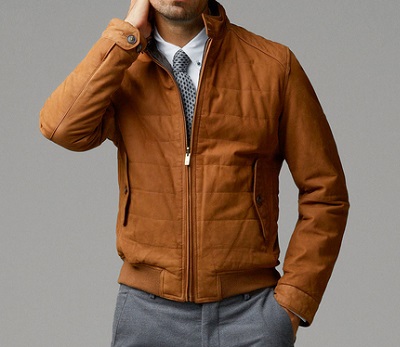 Massimo Dutti Tan Nubuck Leather Harrington | Best Affordable Outerwear 2014 on Dappered.com