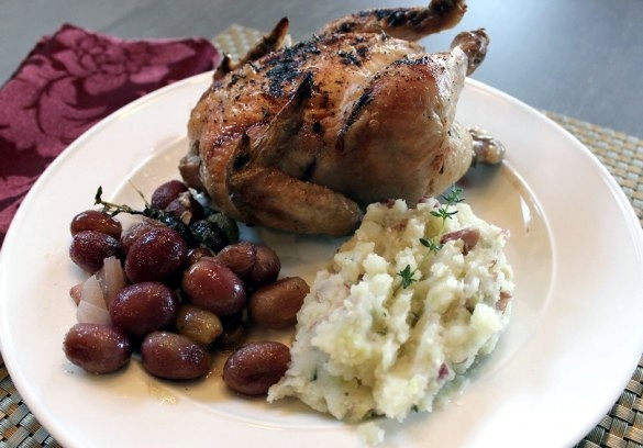 hen and grapes and mashed