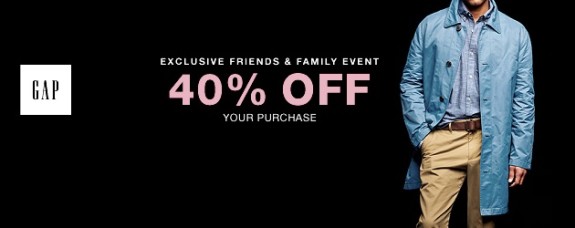 GAP 40% off No Exclusions Friends & Family Sale