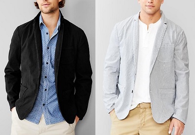 GAP Seersucker Blazer in "Midnight" or Blue Stripe | April's 10 Best Bets for $75 or Less by Dappered.com