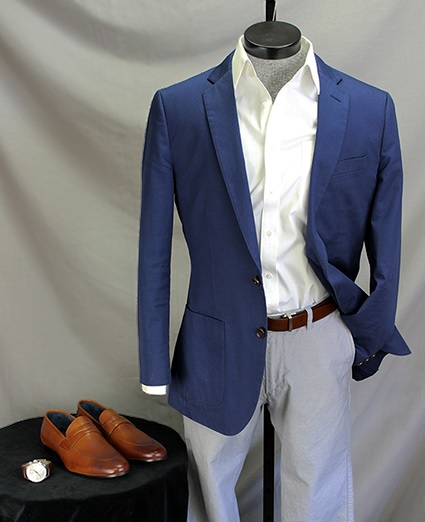 With a blue unstructured sportcoat and light pants | How to wear it: Sleek Penny Loafers in Summer on Dappered.com