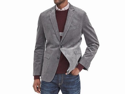 B.R. Modern Slim Fit Grey Corduroy Blazer | Dappered.com