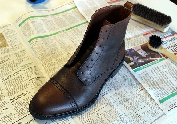 Before & After: JCP Cognac Gunner Boot w/ Black Shoe Creme | Dappered.com