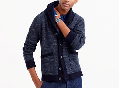 J. Crew Textured Cotton Shawl Collar Sweater | Dappered.com