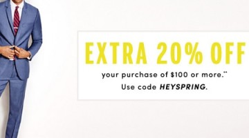 Quick Picks: J.C.F. Extra 20% off $100+ including SUITS