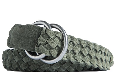 Suitsupply Green Suede Woven O-Ring Belt