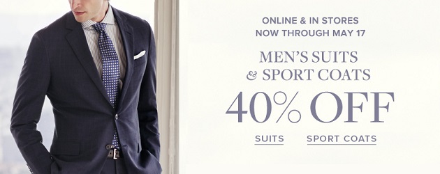 Brooks Brothers: 40% off Suits, Sportcoats + Clearance Event