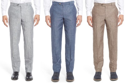 Nordstrom Flat Front Solid Linen Trousers