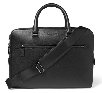 Michael Kors Black Grained-Leather Briefcase