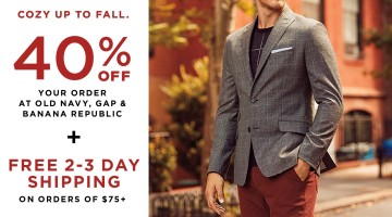 40% off Banana Republic, GAP, Old Navy, w/ Limited Exclusions