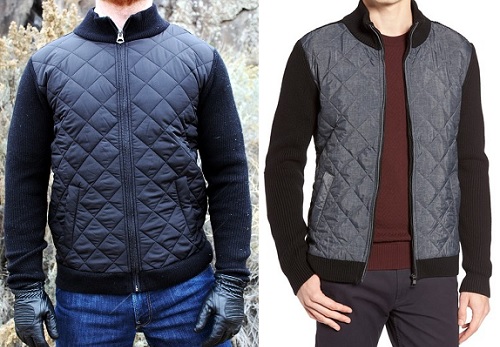7 Diamonds Quilted Panel Lambswool Knit Jacket