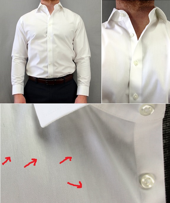 thetiebar fit and placket and post wash wrinkles