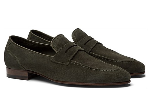 Suitsupply Made in Italy Green Suede Loafers