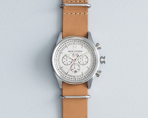 Jack Mason 42mm Chronograph Leather Strap Watch