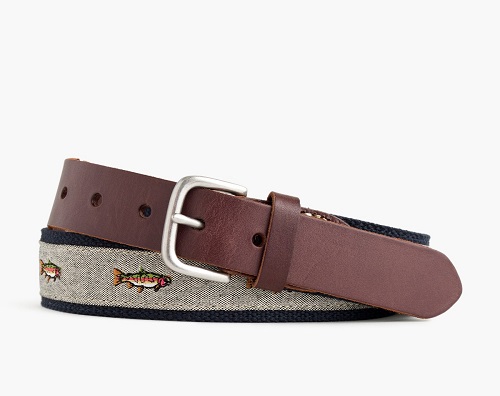 J. Crew Cotton Embroidered Trout Belt