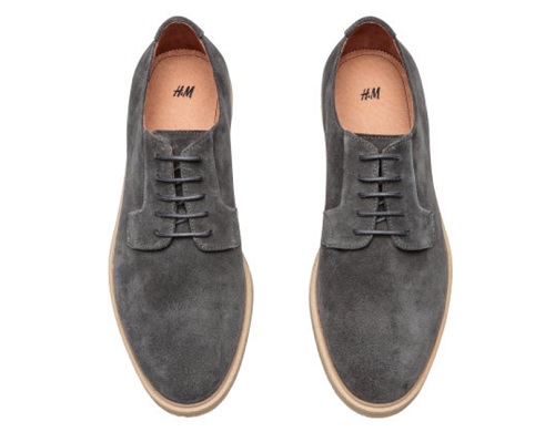 H&M Premium Quality Dark Grey Suede Derby Shoes
