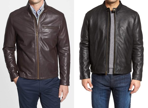 Cole Haan Lambskin Leather Moto Jacket