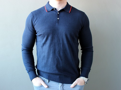 B.R. Silk Cotton Cashmere Tipped Sweater Polo