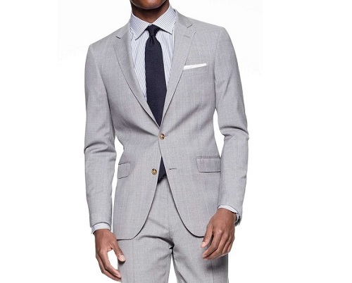 USA Made Light Grey Glen Plaid Italian Tropical Wool Suit