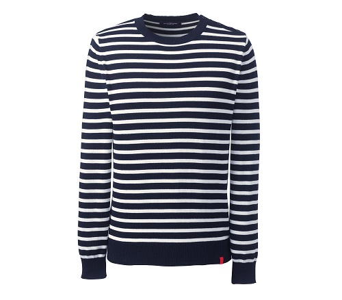 Button Shoulder Striped Cotton/Modal Sweater