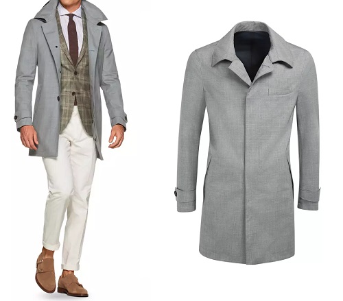 Suitsupply Light Grey Wool Blend Trench