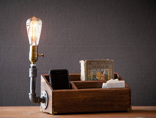 Rustic Desk Organizer with Lamp from Urban Edison