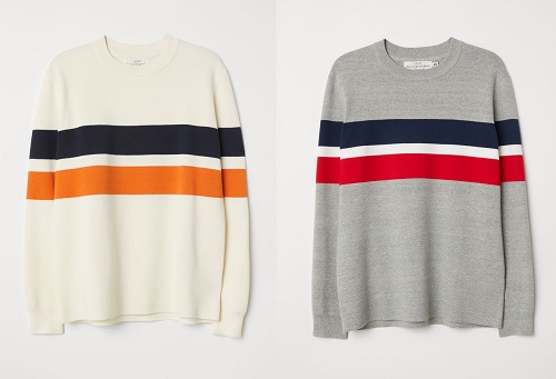 H&M Cotton Blend Color-block Sweater