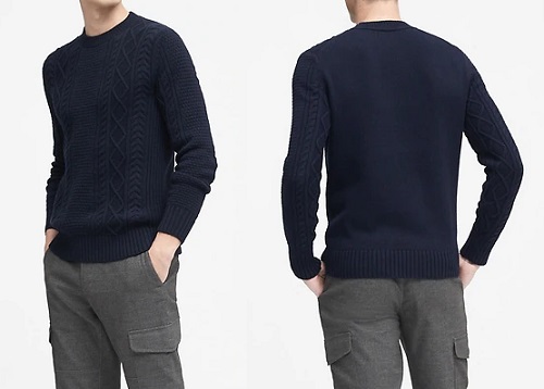 BR Cable-Knit High Crew-Neck Sweater