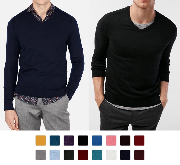EXPRESS Merino Wool-Blend V-Neck Sweater