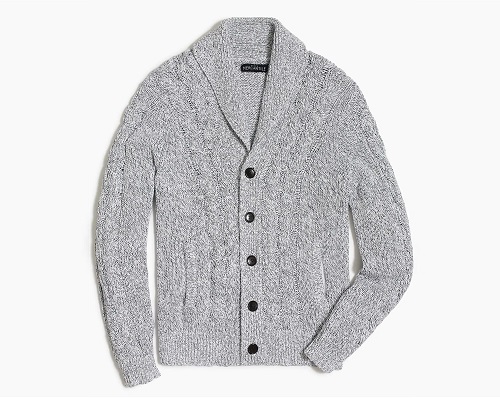 J. Crew Factory Chunky Cardigan Sweater in Marled Cotton