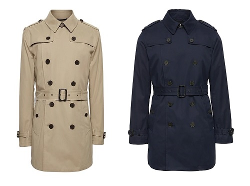 BR Water-Resistant Trench Coat in Khaki or Navy
