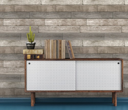 Reclaimed Wood Plank Natural Peel and Stick Wallpaper