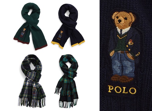 Ralph Lauren Polo Bear Scarves in Tipped Solid or Plaid