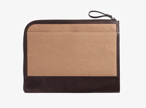 Suitsupply Camel Wool & Leather Laptop Sleeve