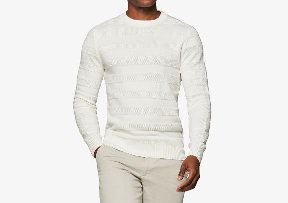 Suitsupply White Cotton Sweater